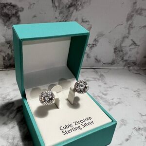 Nanette Lenore Cubic Zirconia halo earrings, sterling silver
Appox 4 carats. NIB